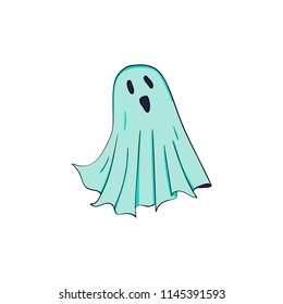 Ghost symbol of Halloween. Spook character of horror. Mystical Nightmare