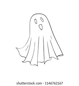 Ghost symbol of Halloween. Spook character of horror. Mystical Nightmare