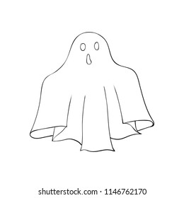 Ghost symbol of Halloween. Spook character of horror. Mystical Nightmare