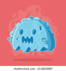 Ghost of Taco Tuesday character vector illustration. Food, funny, scary design concept.