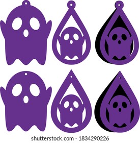 Ghost teardrop earrings | Halloween themed earrings svg