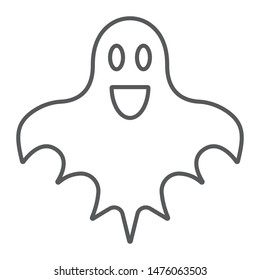 Ghost thin line icon, halloween and horror, spirit sign, vector graphics, a linear pattern on a white background, eps 10.