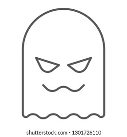 Ghost thin line icon, horror and character, horror sign, vector graphics, a linear pattern on a white background, eps 10.