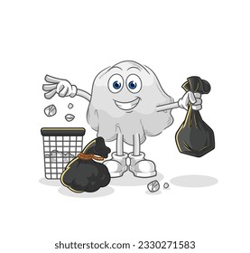 the ghost Throw garbage mascot. cartoon vector