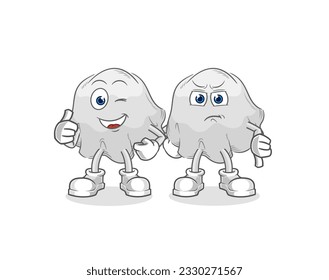 the ghost thumbs up and thumbs down. cartoon mascot vector