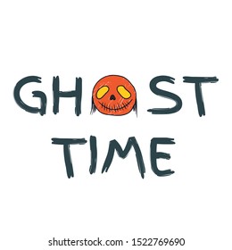 Ghost time text, vector illustration halloween theme.