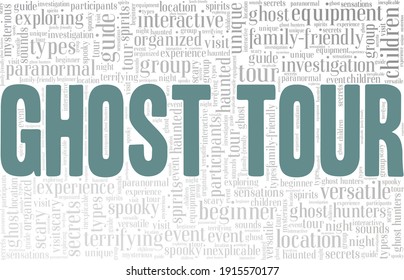 Ghost tour vector illustration word cloud isolated on a white background.