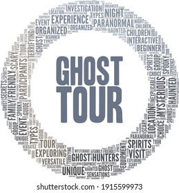 Ghost tour vector illustration word cloud isolated on a white background.