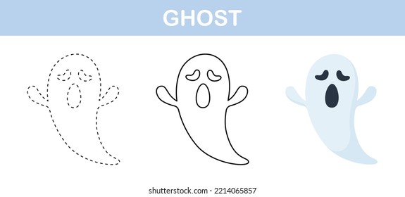 Ghost tracing and coloring worksheet for kids