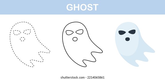 Ghost tracing and coloring worksheet for kids