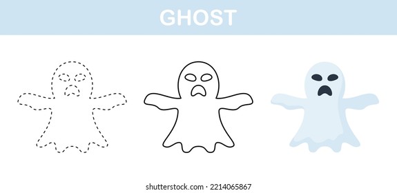 Ghost tracing and coloring worksheet for kids