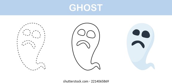 Ghost tracing and coloring worksheet for kids