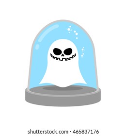 Ghost in trap. specter in Glass bell. laboratory flask. Scientific research Paranormal. wineglass catch for phantom