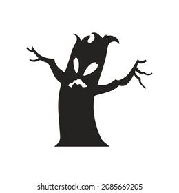 ghost tree illustration, halloween day. vector silhouette