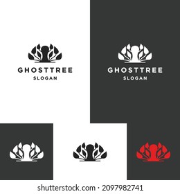 Ghost Tree logo icon flat design template 