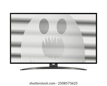 Fantasma en la TV. Concepto de Halloween. Escena de horror.