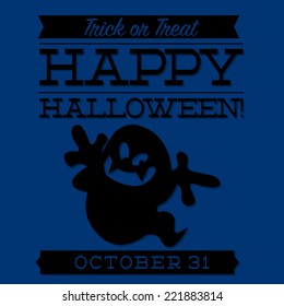Ghost typographic Halloween card in vector format.