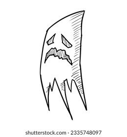 Ghost. Vector cartoon illustration. Isolated on white. Hand drawn sketch.