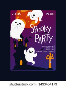 Ghost vector cartoon scary spooky ghosted character illustration backdrop of Halloween holiday 