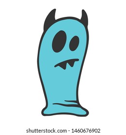 Ghost. Vector concept in doodle and sketch style. Hand drawn illustration for printing on T-shirts, postcards. Icon and logo idea.