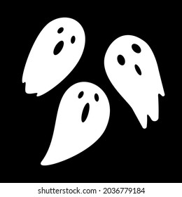 Ghost vector icon set. Set of white  silhouettes. Simple, dynamic shapes. Isolated vector illustration.
