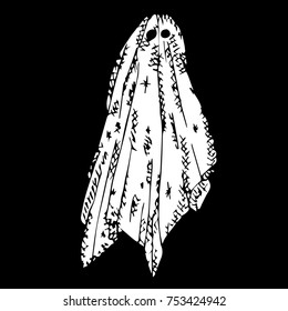 Ghost vector illustration. Doodle style. Design, print, logo, decor, textile, paper.