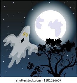 Ghost. Vector illustration for Halloween.