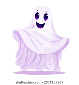 ghost vector illustration, phantom silhouette isolated on white background. Halloween spooky monster, scary spirit or poltergeist flying in night. Mystic creature without body