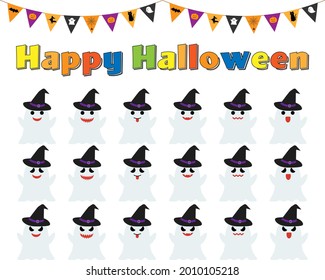 Ghost vector illustration set with a hat