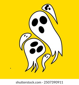 Ghost vector with outline Halloween ilustration