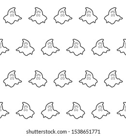 Ghost vector seamles halloween outline on the white background - Vector