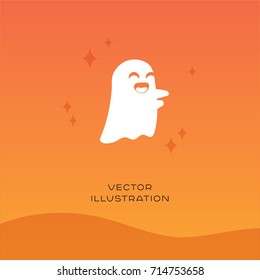 Ghost vector silhouette icon on gradient background. Halloween autumn flat illustration