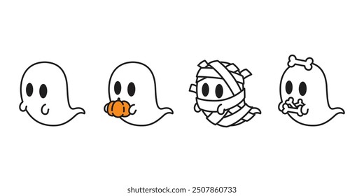 fantasma fantasma fantasma ilustración de personaje de dibujos animados de Halloween