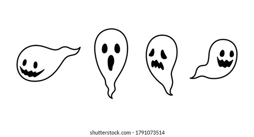 Ghost vector spooky icon Halloween logo symbol cartoon character doodle illustration design