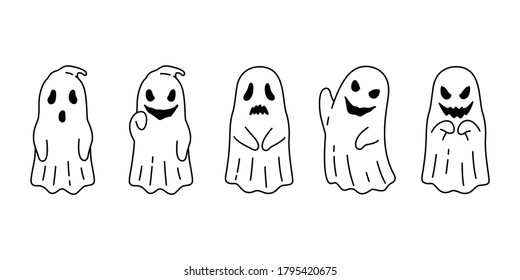 Ghost vector spooky icon Halloween logo symbol cartoon character evil doodle illustration design