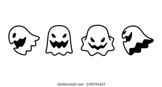 Ghost vector spooky icon Halloween logo character cartoon symbol illustration doodle design