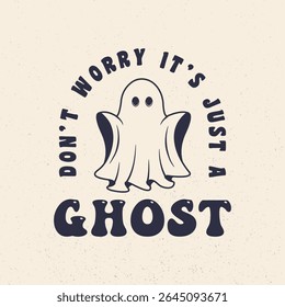 Ghost vintage label, logo. Spooky emblem with vintage ghost icon. Hipster design. Print for T-shirt. Vector illustration