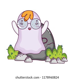 ghost wearing glasses with rip stone