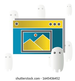 Ghost web icon concept on white background. Creative idea design. Flat vector illustration for template, brochure or presentation.