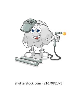 the ghost welder mascot. cartoon vector