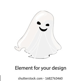 the ghost is white. A sheet with a face. Horror. Vector illustration isolated on a white background.