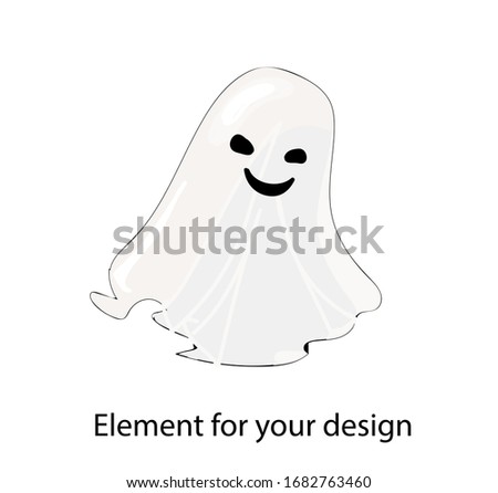 the ghost is white. A sheet with a face. Horror. Vector illustration isolated on a white background.