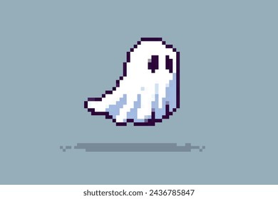 Fantasma en una hoja blanca ilustración de estilo de pixel art de 8 bits