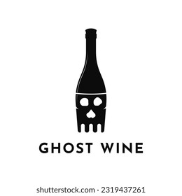 Ghost wine bottle logo design concept