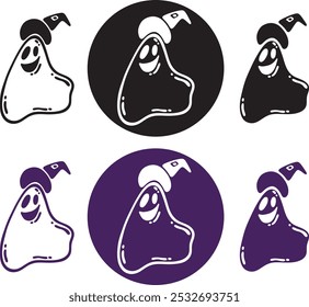 GEIST MIT HEXENHUT AUF WEISSEM HINTERGRUND - HALLOWEEN - SYMBOLE, VEKTOR