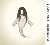 The Ghost of a Woman Dressed in White and Long Hair