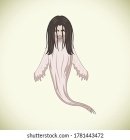 The Ghost of a Woman Dressed in White and Long Hair