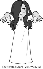 Ghost Woman Full Body Vector Image