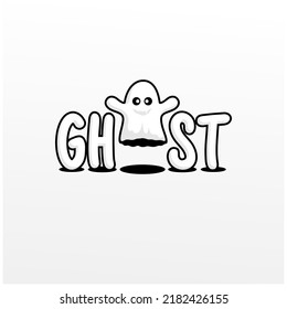 GHOST Wordmark Logo - Letter "O" becomes a cute ghost caricature