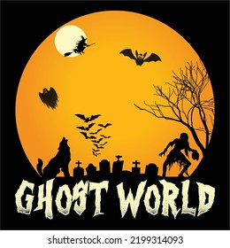 Ghost world Happy Halloween shirt print template, Pumpkin Fall Witches Halloween Costume shirt design